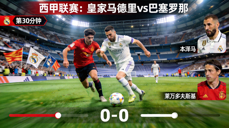 西甲足球比赛直播画面 - 皇家马德里对阵巴塞罗那